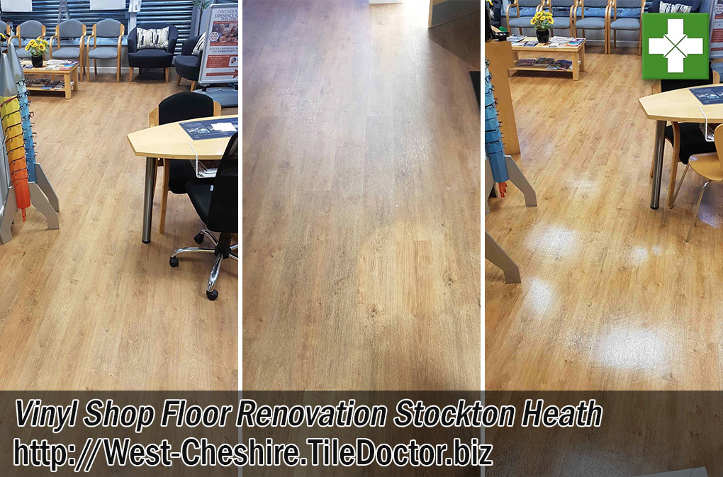 Vinyl Shop Floor Before and After Renovation in Stockton Heath