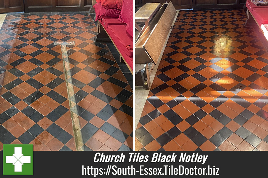 Victorian Quarry Tiled Floor Renovation St Peters St Pauls Black Notley